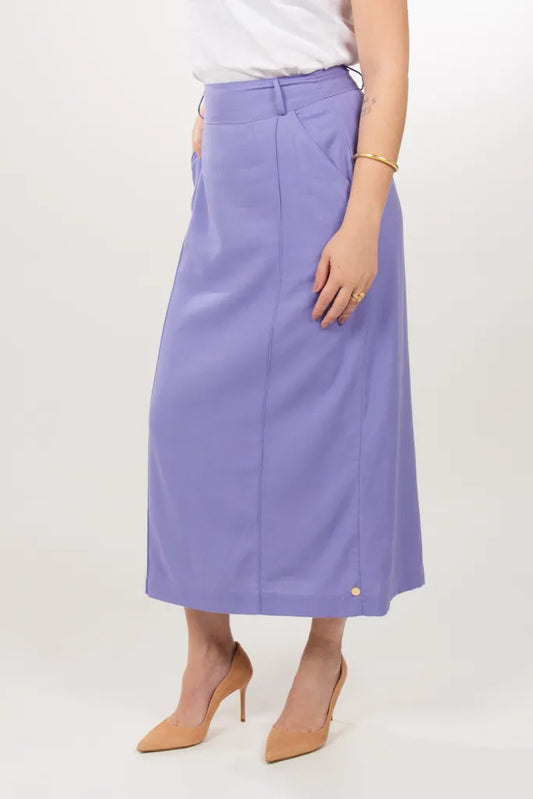 Lavender Linen Long Straight Skirt