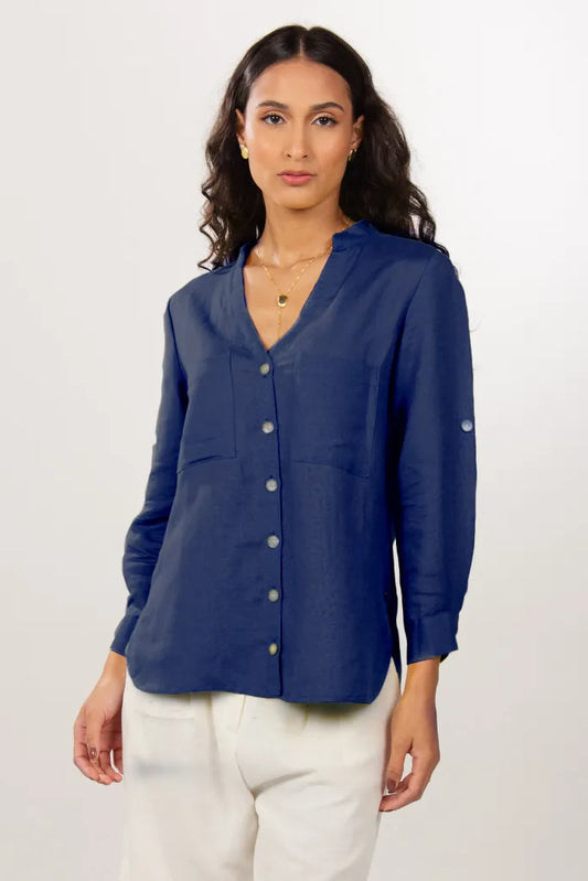 Navy Blue Cambric Shirt