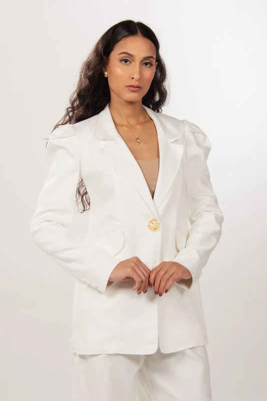 Blazer Alfaiataria de Sarja Branca