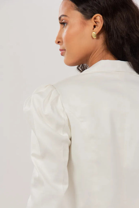 Blazer Alfaiataria de Sarja Branca