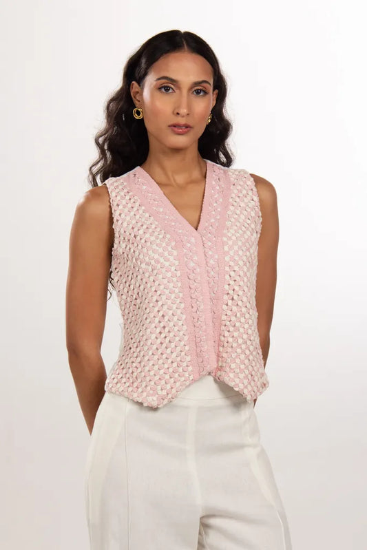 Pink Bobbin Lace Vest
