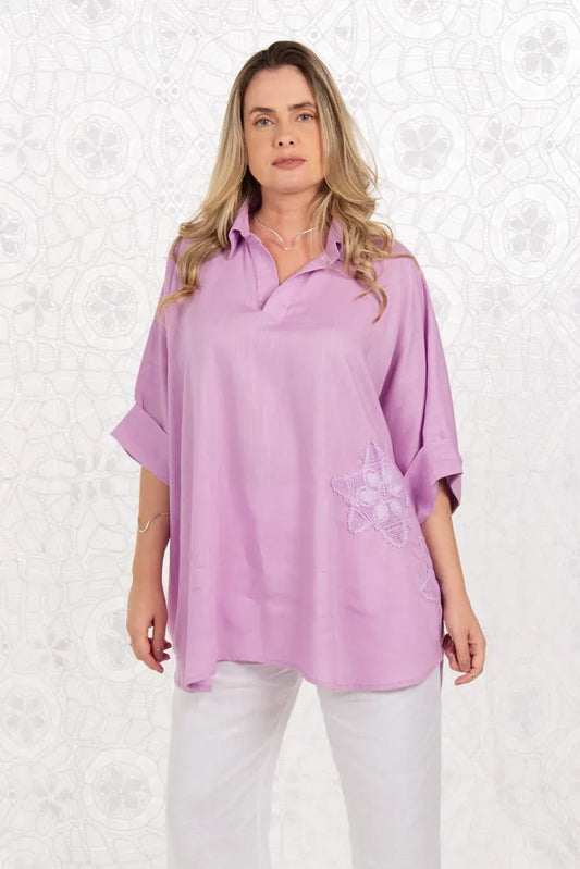 Bata Over Linho Lavanda Renascença