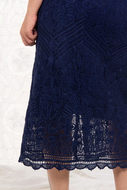 Renaissance Lace Skirt in Blue Longuet