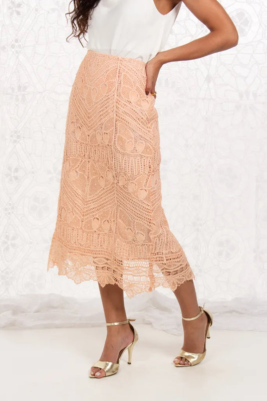 Renaissance Lace Skirt Longuete Salmon