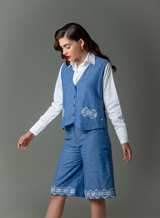 Linen Denim Tailoring Vest