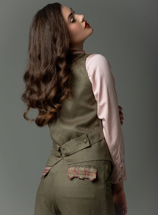 Olive Green Tailoring Vest