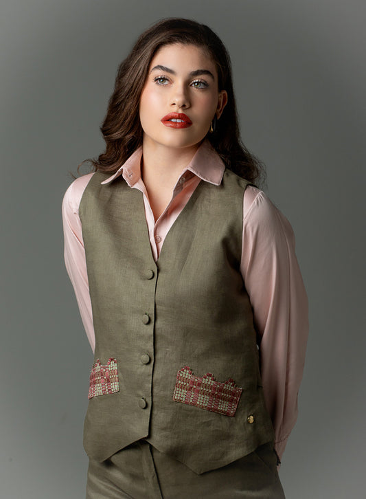 Olive Green Tailoring Vest