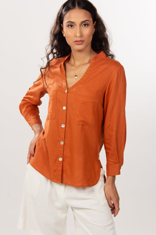 Camisa Cambraia Terracota